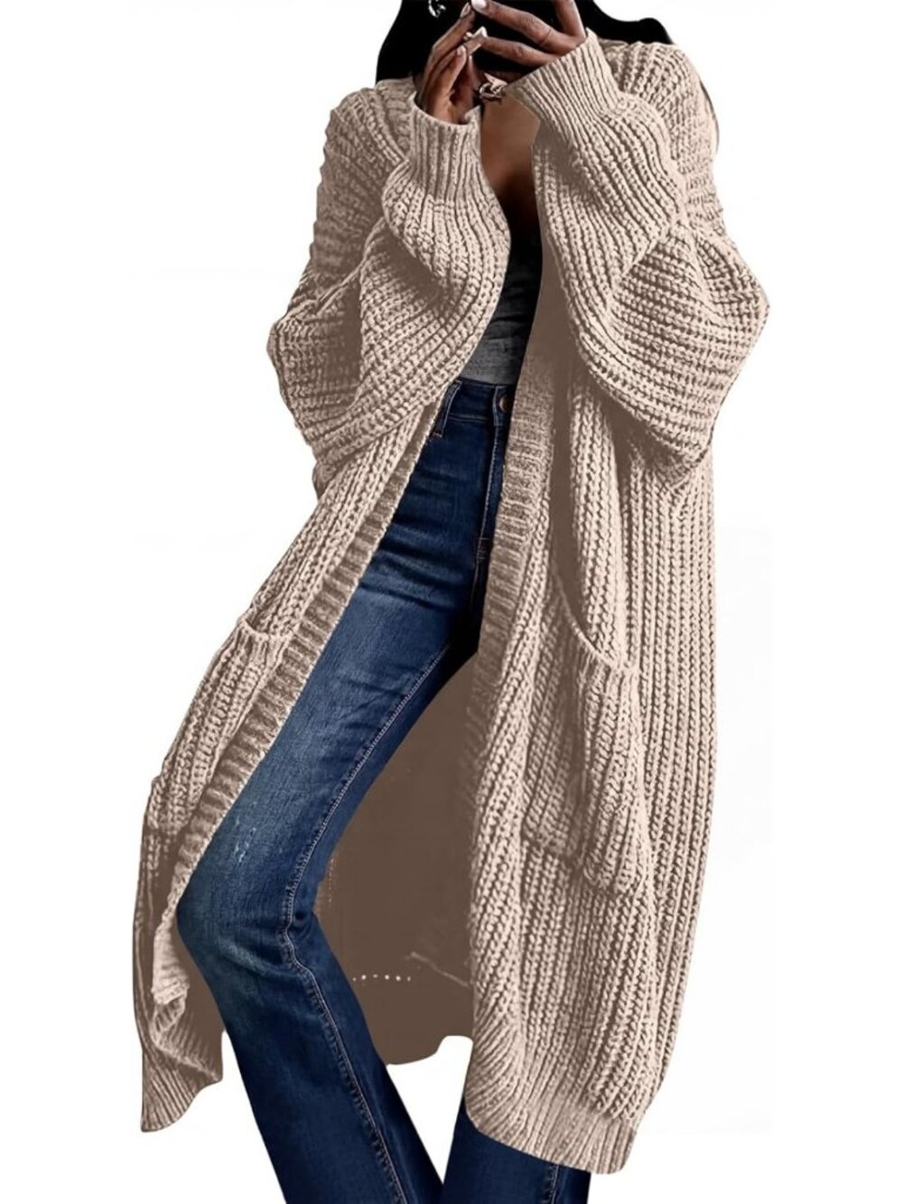 Cozy Oversized Knit Cardigan Sweater with Pockets for Fall & Winter Outfits